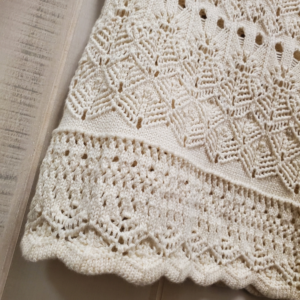 NWT Miou Muse Crochet Pants SOFT Knit Eyelet Neutral Ivory - Picture 9 of 14